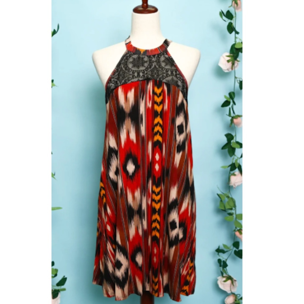 "The Zia" Rust Tribal Dress